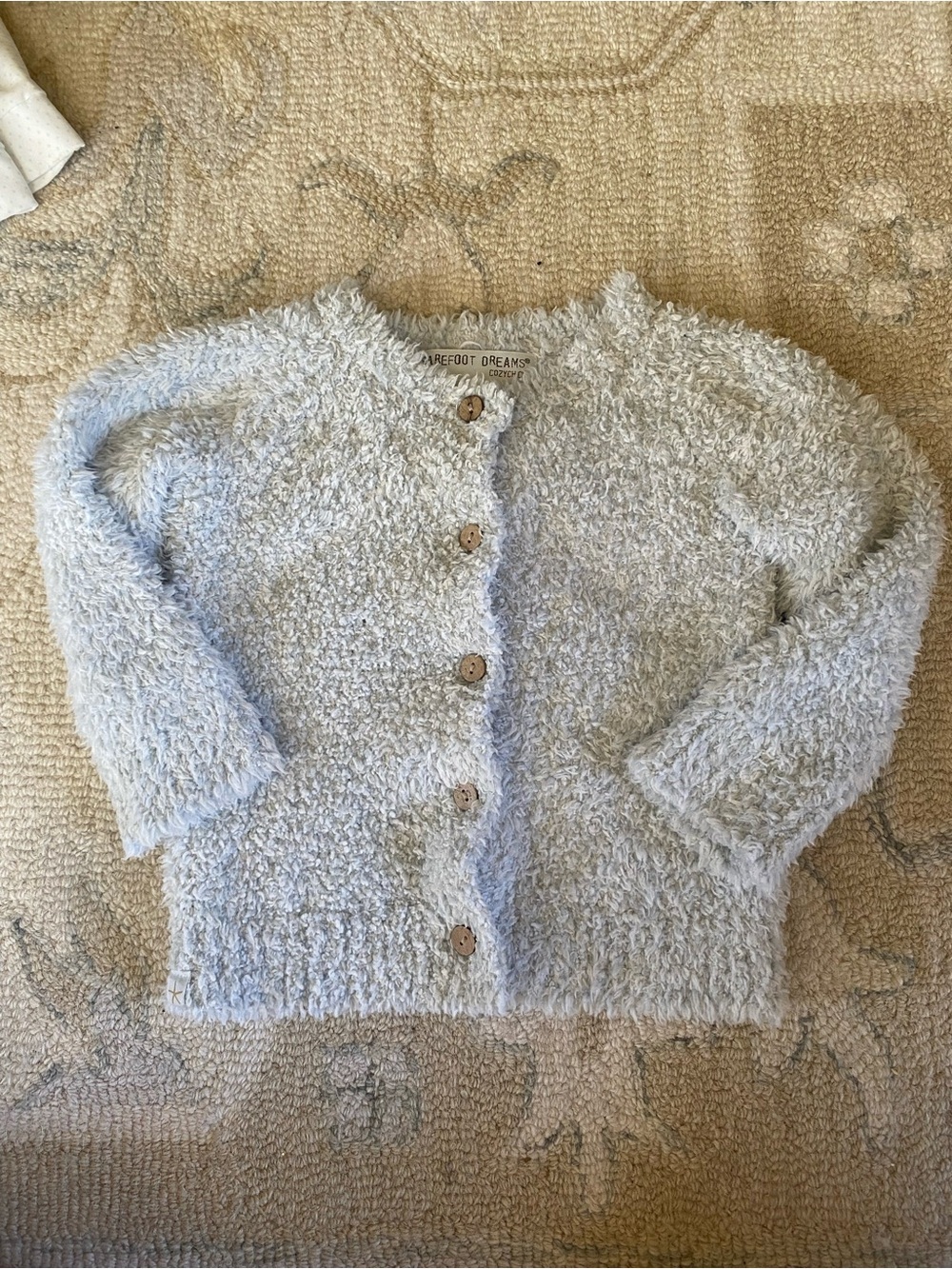 Barefoot Dreams Cozy Chic Plush Knit Baby Cardigan - Light Blue Sz 12-18 months